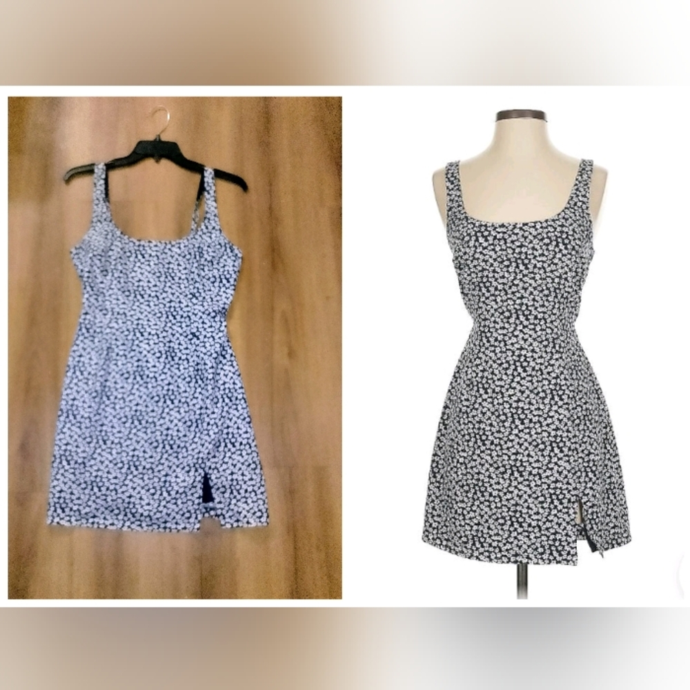 Abercrombie & Fitch Black and White Scoop Neck Mini Dress